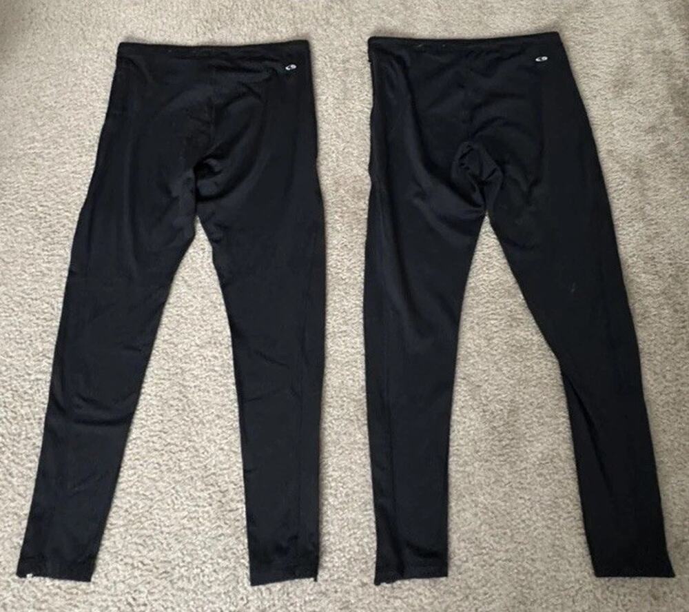 2 Pair C9 Champion Womens Large Black Fleece Lined Leggings Ankle Zip Pocket